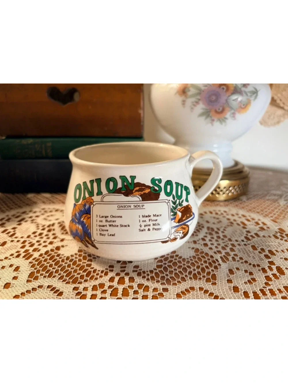 Vintage Onion Soup Recipe Mug Bowl